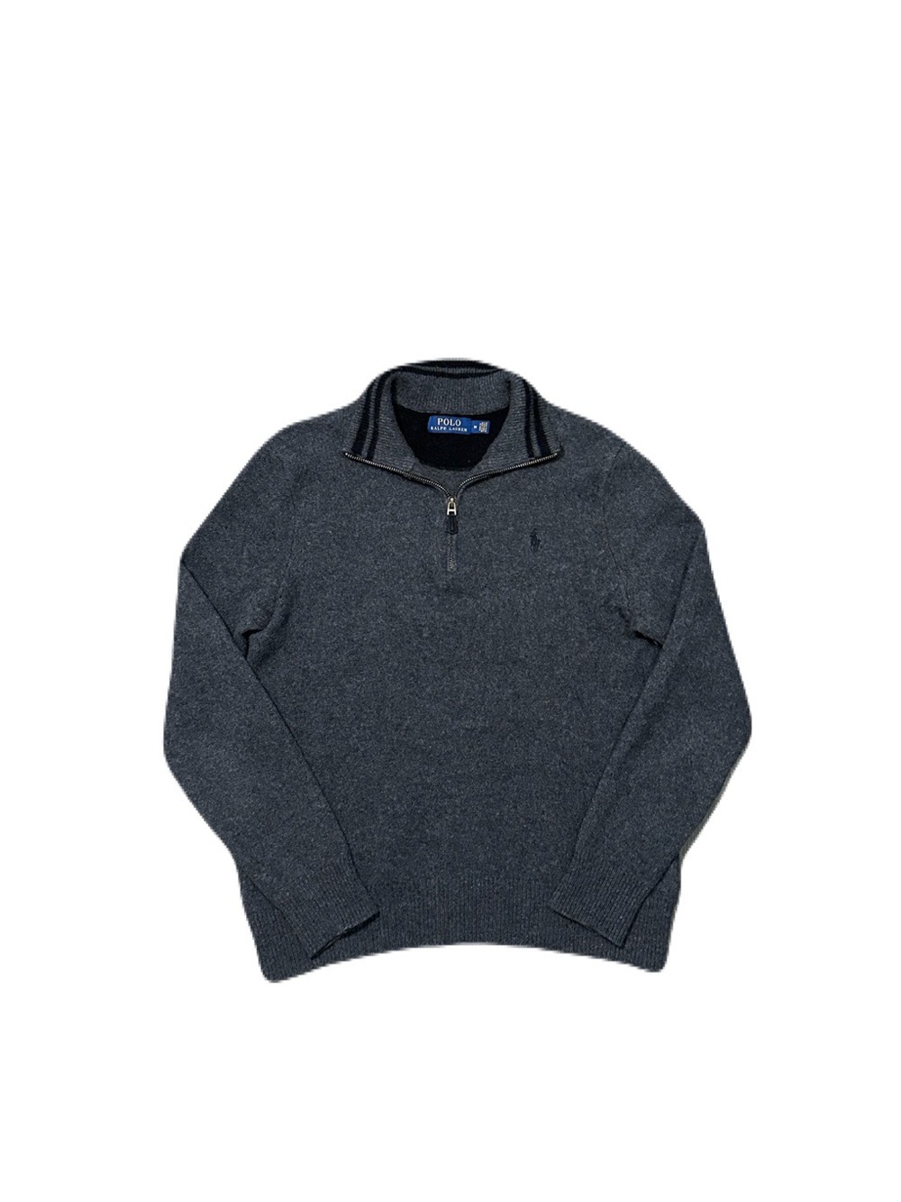 Polo Ralph Lauren Wool Cashmere 1/4 Zip Sweater Pony Logo Women’s Medium Gray